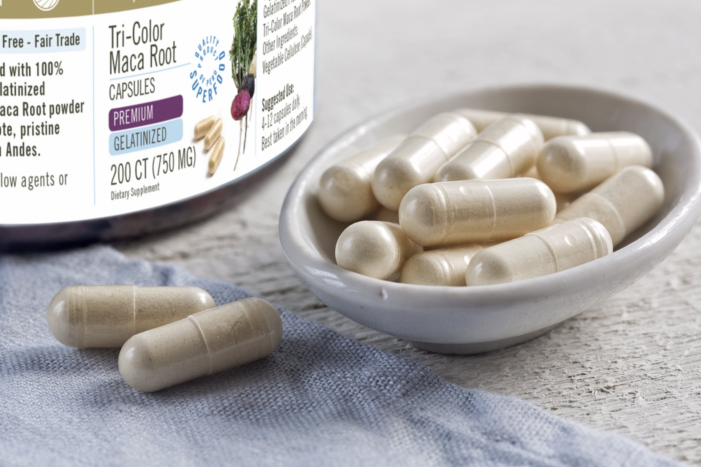 Premium gelatinized tricolor maca root capsules - Shop TheMacaTeam.com. 